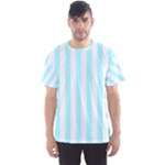 Vertical Stripes - White and Celeste Cyan Men s Sport Mesh Tee