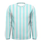 Vertical Stripes - White and Celeste Cyan Men s Long Sleeve T-shirt