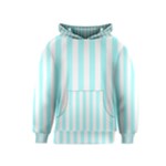 Vertical Stripes - White and Celeste Cyan Kid s Pullover Hoodie