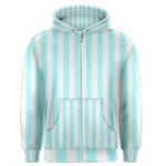 Vertical Stripes - White and Celeste Cyan Men s Zipper Hoodie