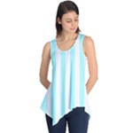 Vertical Stripes - White and Celeste Cyan Sleeveless Tunic