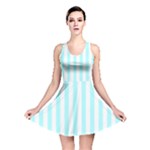 Vertical Stripes - White and Celeste Cyan Reversible Skater Dress