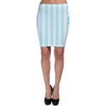 Vertical Stripes - White and Celeste Cyan Bodycon Skirt