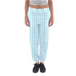 Vertical Stripes - White and Celeste Cyan Women s Jogger Sweatpants