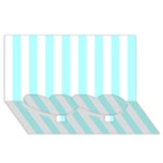 Vertical Stripes - White and Celeste Cyan Twin Heart Bottom 3D Greeting Card (8x4)