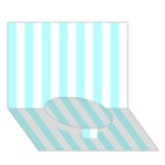 Vertical Stripes - White and Celeste Cyan Circle Bottom 3D Greeting Card (7x5)