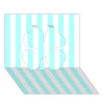 Vertical Stripes - White and Celeste Cyan Clover 3D Greeting Card (7x5)