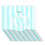 Vertical Stripes - White and Celeste Cyan Peace Sign 3D Greeting Card (7x5)