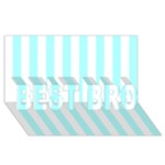 Vertical Stripes - White and Celeste Cyan BEST BRO 3D Greeting Card (8x4)