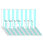 Vertical Stripes - White and Celeste Cyan BEST SIS 3D Greeting Card (8x4)