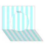 Vertical Stripes - White and Celeste Cyan Circle 3D Greeting Card (7x5)