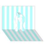 Vertical Stripes - White and Celeste Cyan Ribbon 3D Greeting Card (7x5)