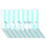 Vertical Stripes - White and Celeste Cyan PARTY 3D Greeting Card (8x4)