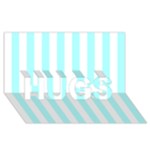 Vertical Stripes - White and Celeste Cyan HUGS 3D Greeting Card (8x4)