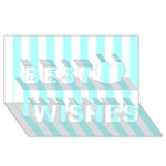 Vertical Stripes - White and Celeste Cyan Best Wish 3D Greeting Card (8x4)