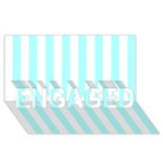 Vertical Stripes - White and Celeste Cyan ENGAGED 3D Greeting Card (8x4)