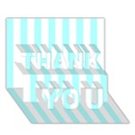 Vertical Stripes - White and Celeste Cyan THANK YOU 3D Greeting Card (7x5)