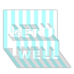 Vertical Stripes - White and Celeste Cyan Get Well 3D Greeting Card (7x5)