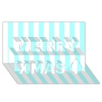 Vertical Stripes - White and Celeste Cyan Merry Xmas 3D Greeting Card (8x4)