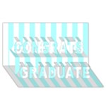 Vertical Stripes - White and Celeste Cyan Congrats Graduate 3D Greeting Card (8x4)