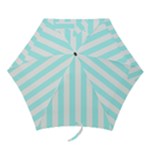 Vertical Stripes - White and Celeste Cyan Mini Umbrella