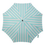 Vertical Stripes - White and Celeste Cyan Hook Handle Umbrella (Medium)