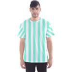 Vertical Stripes - White and Aquamarine Men s Sport Mesh Tee