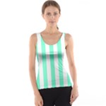 Vertical Stripes - White and Aquamarine Tank Top