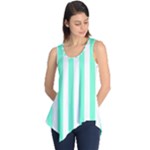 Vertical Stripes - White and Aquamarine Sleeveless Tunic