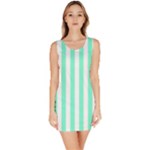 Vertical Stripes - White and Aquamarine Bodycon Dress