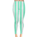 Vertical Stripes - White and Aquamarine Women s Leggings