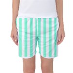 Vertical Stripes - White and Aquamarine Women s Basketball Shorts