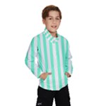 Vertical Stripes - White and Aquamarine Wind Breaker (Kids)