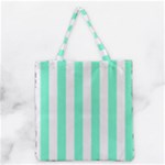 Vertical Stripes - White and Aquamarine Grocery Tote Bag