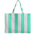 Vertical Stripes - White and Aquamarine Zipper Mini Tote Bag