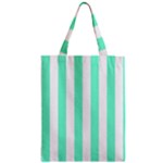 Vertical Stripes - White and Aquamarine Zipper Classic Tote Bag