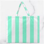 Vertical Stripes - White and Aquamarine Zipper Large Tote Bag