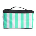 Vertical Stripes - White and Aquamarine Cosmetic Storage Case