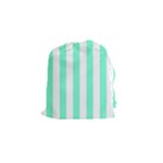 Vertical Stripes - White and Aquamarine Drawstring Pouch (S)