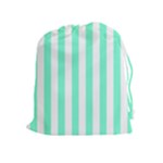 Vertical Stripes - White and Aquamarine Drawstring Pouch (XL)