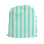 Vertical Stripes - White and Aquamarine Drawstring Pouch (XXl)