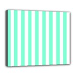 Vertical Stripes - White and Aquamarine Deluxe Canvas 24  x 20  (Stretched)