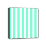 Vertical Stripes - White and Aquamarine Mini Canvas 4  x 4  (Stretched)