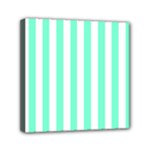 Vertical Stripes - White and Aquamarine Mini Canvas 6  x 6  (Stretched)