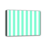 Vertical Stripes - White and Aquamarine Mini Canvas 7  x 5  (Stretched)