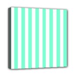 Vertical Stripes - White and Aquamarine Mini Canvas 8  x 8  (Stretched)