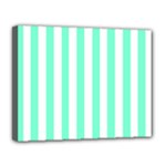 Vertical Stripes - White and Aquamarine Canvas 14  x 11  (Stretched)