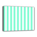 Vertical Stripes - White and Aquamarine Canvas 16  x 12  (Stretched)