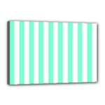 Vertical Stripes - White and Aquamarine Canvas 18  x 12  (Stretched)