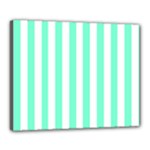 Vertical Stripes - White and Aquamarine Canvas 20  x 16  (Stretched)